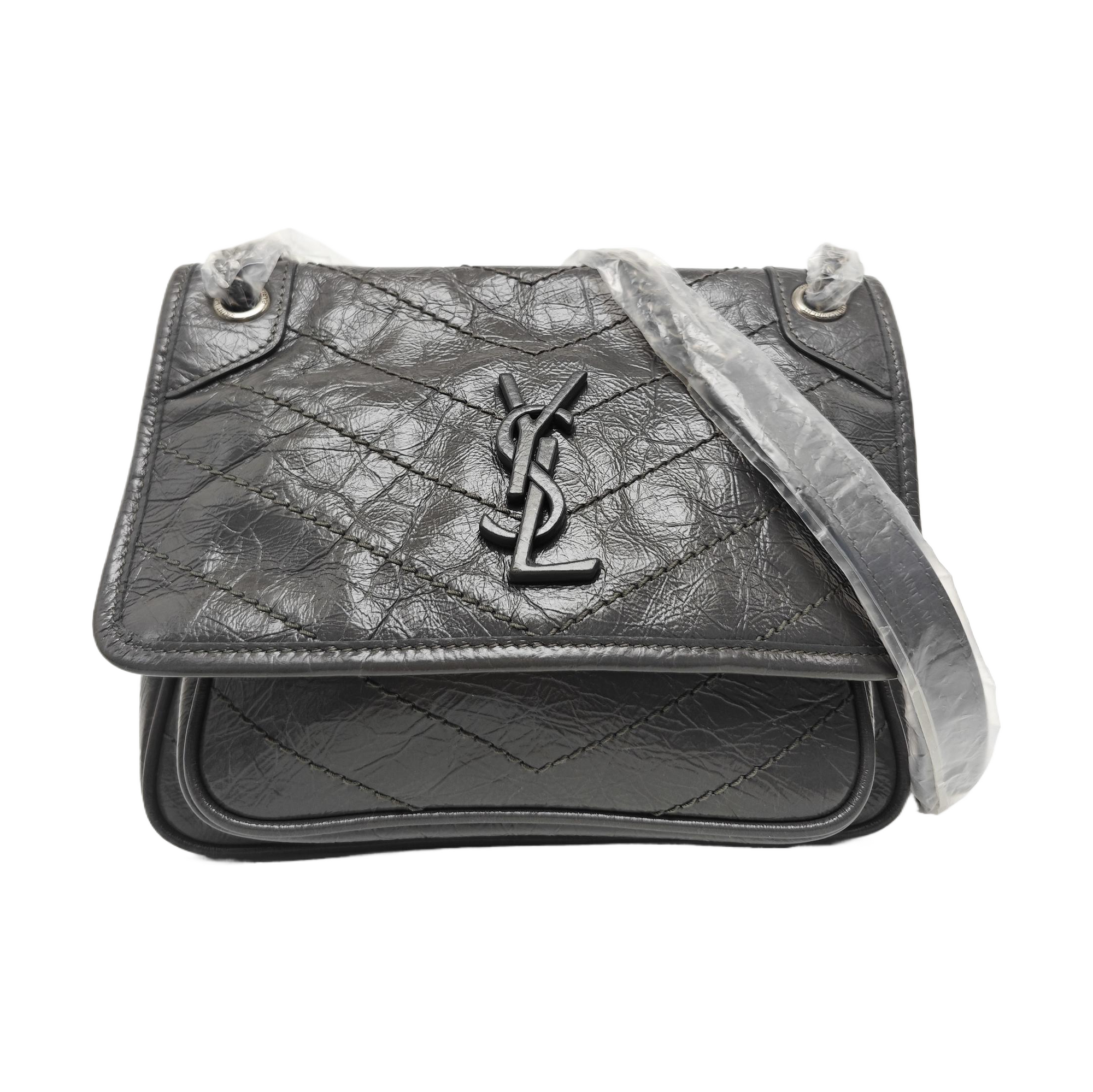 NIKI Small Chevron Calfskin Gray