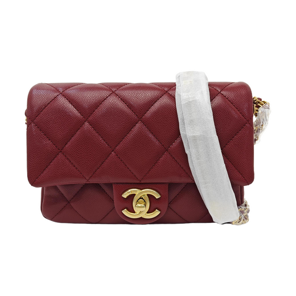 24A Quilted Grained Calfskin Red