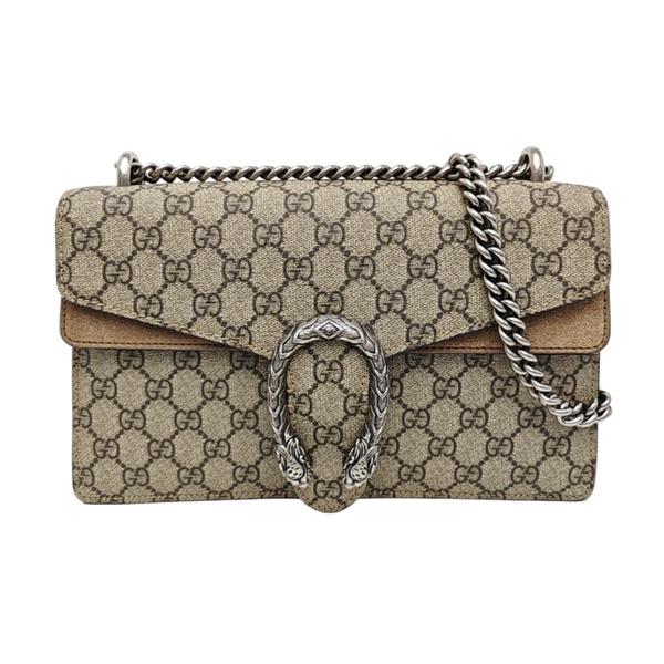 Dionysus Small Monogram Coated Canvas Beige