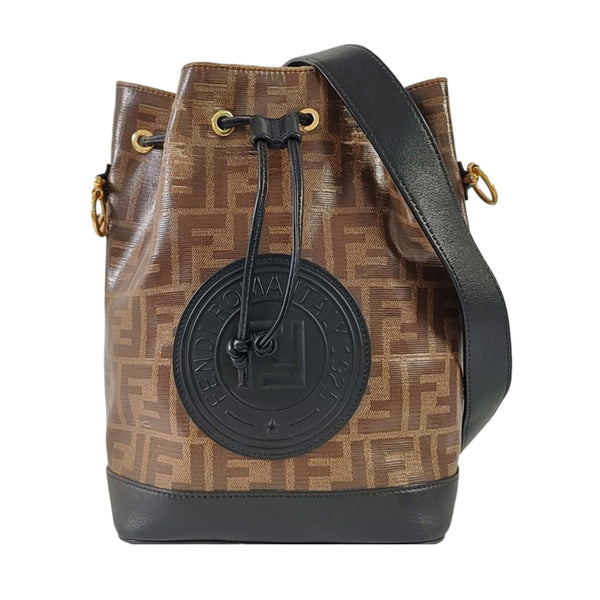 Authenticated pre-owned  Mon Tresor Small Coated Canvas Brown - Bucket Bag at Looply