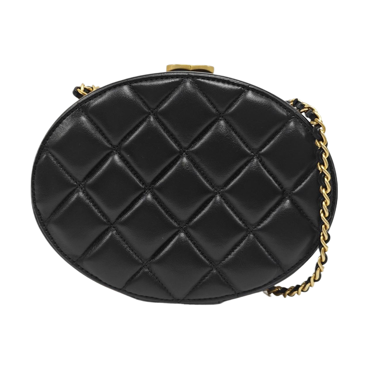 ROUND Quilted Lambskin Black