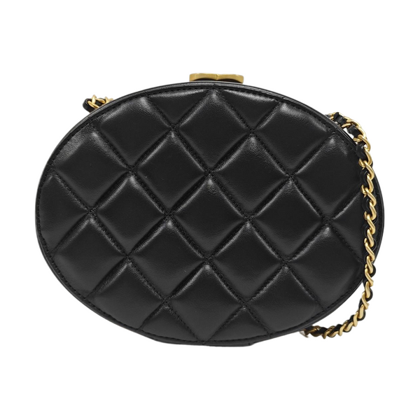 ROUND Quilted Lambskin Black