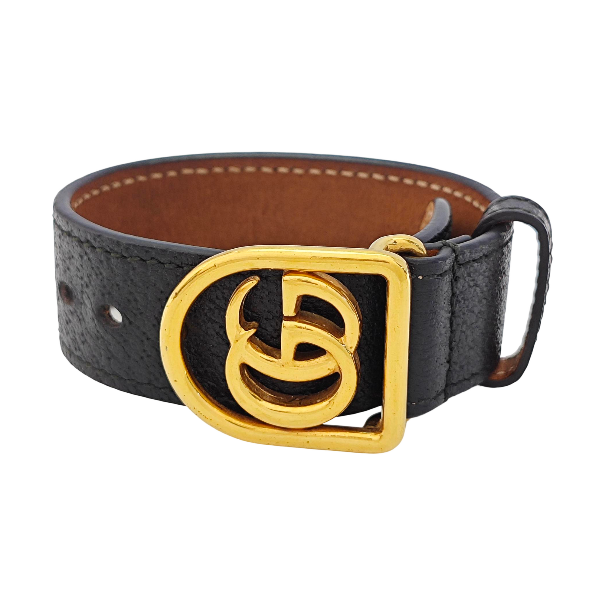 GG Running Leather Black Bangle