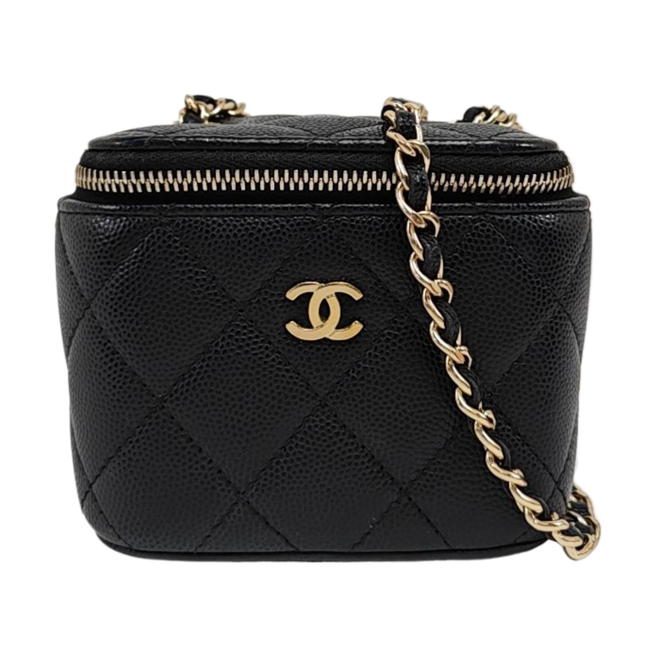 VANITY CASE Mini Quilted Grained Calfskin Black