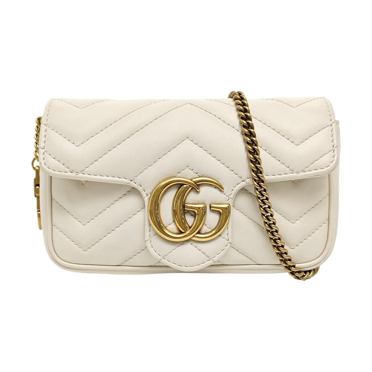 GG Marmont Mini Quilted Calfskin White