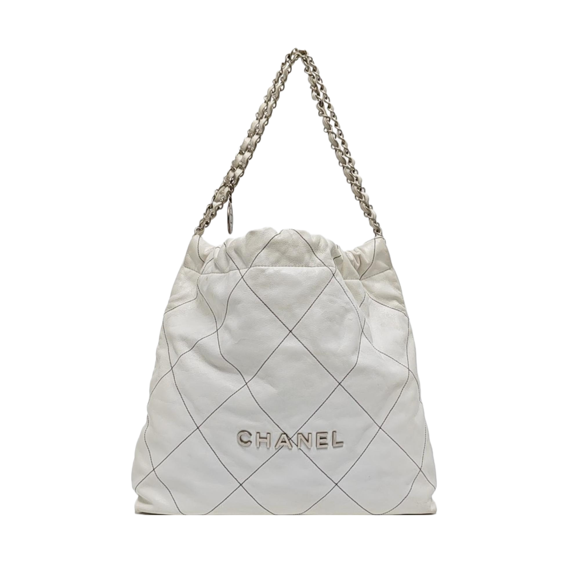 CHANEL 22 Medium Quilted Calfskin White