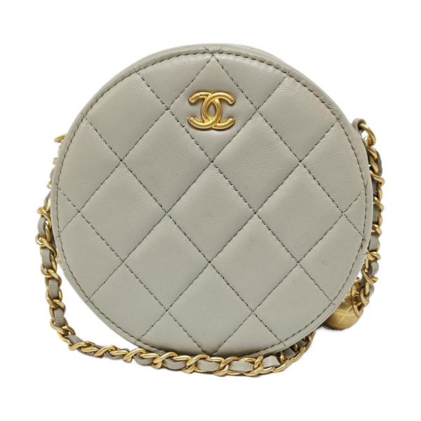 ROUND Quilted Lambskin Gray