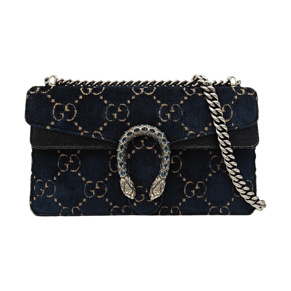 Dionysus Small Monogram Velvet Blue