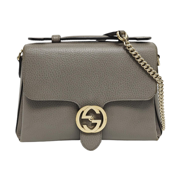 Interlocking G Large Calfskin Gray