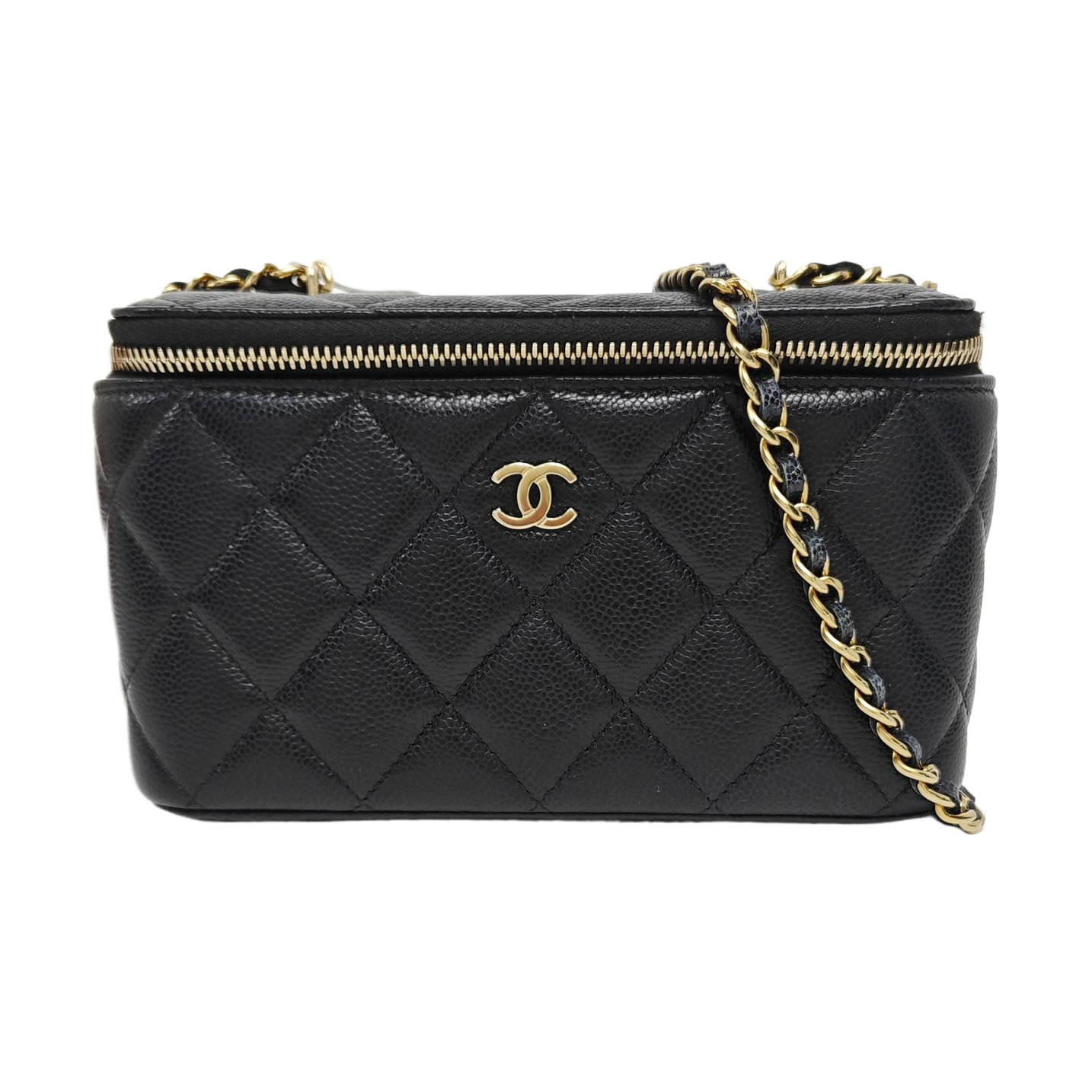 VANITY CASE Small Quilted Grained Calfskin Black