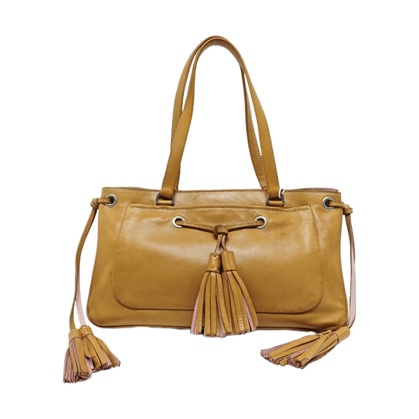 Lambskin Top Handle Bag Brown