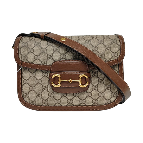 Horsebit 1955 Medium Monogram Coated Canvas Beige