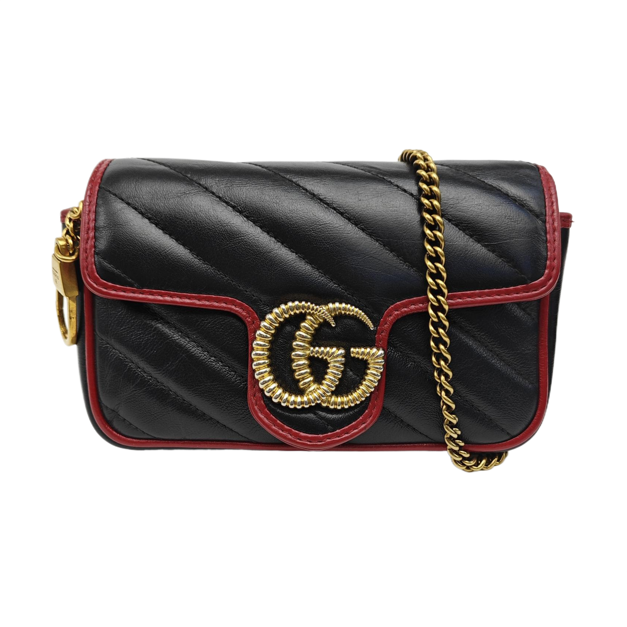 GG Marmont Super Mini Quilted Calfskin Black