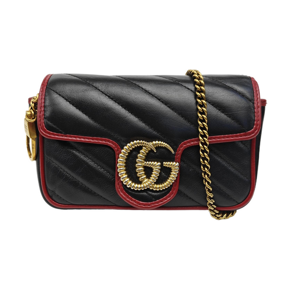 GG Marmont Super Mini Quilted Calfskin Black