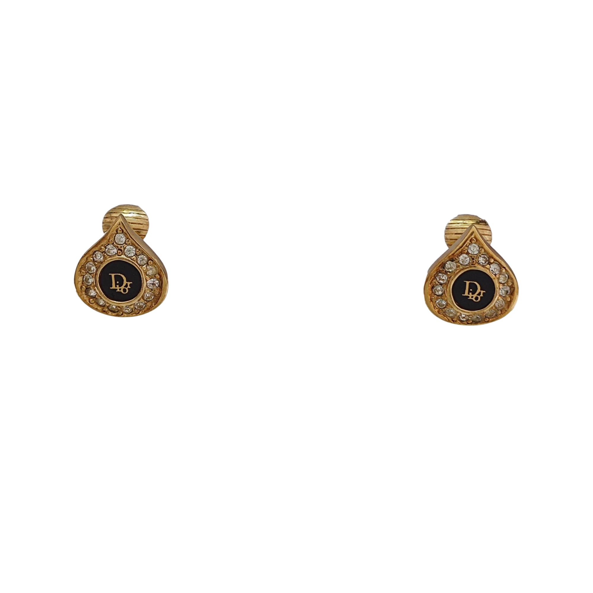Dior Oblique Metal Gold Clip On Earrings