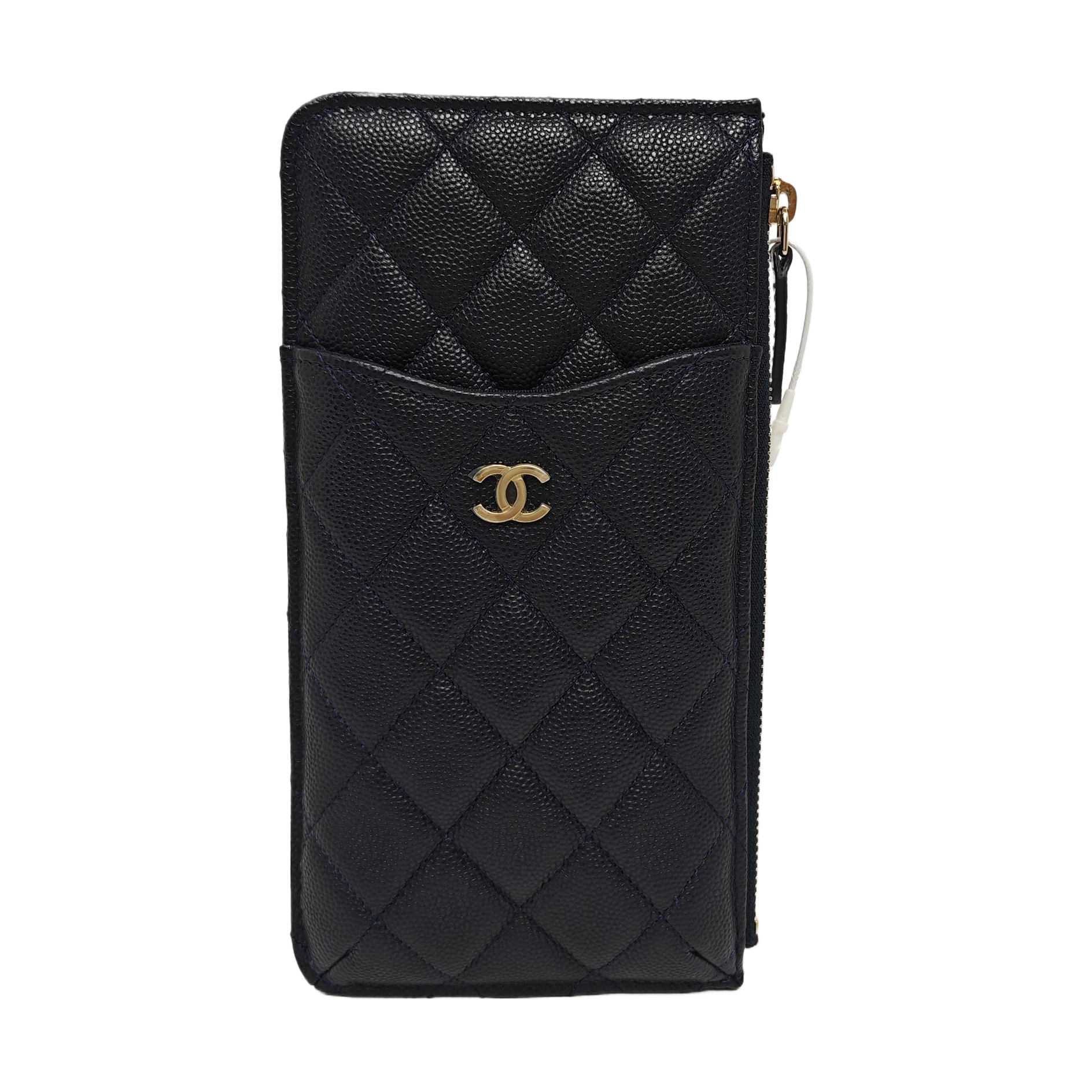 Quilted Grained Calfskin Wallet Blue