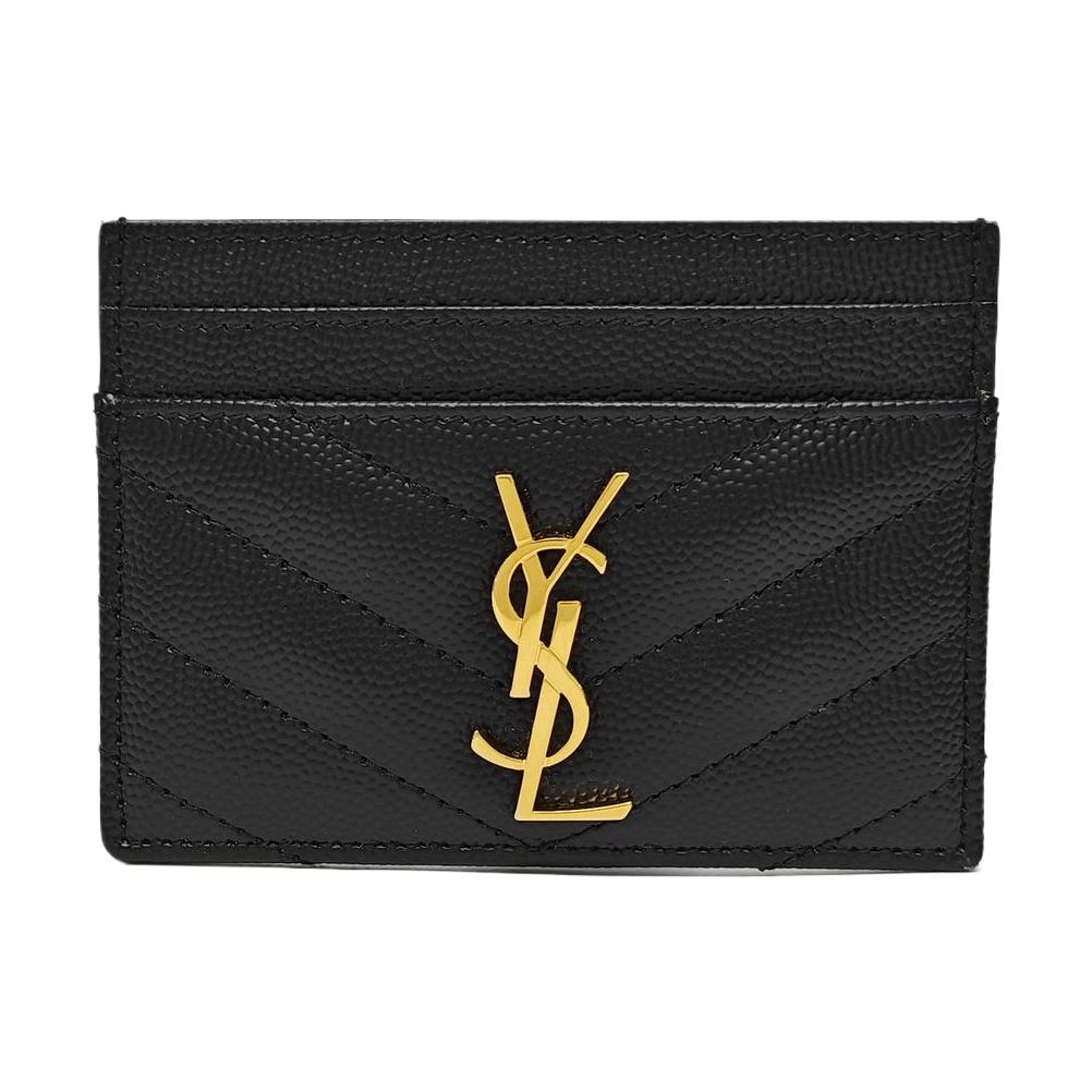 MONOGRAM Chevron Calfskin Black Card Holder
