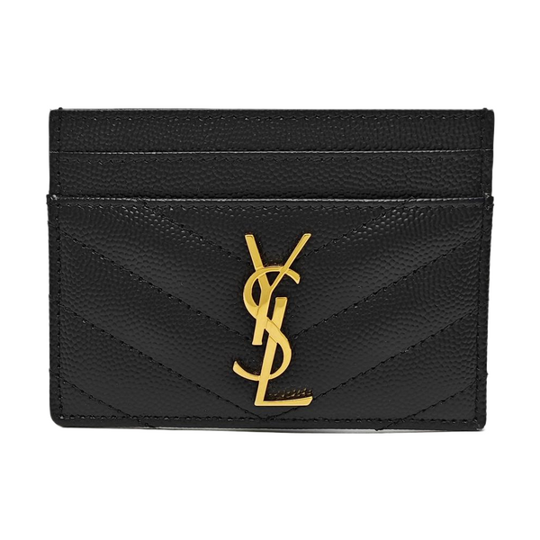 MONOGRAM Chevron Calfskin Black Card Holder