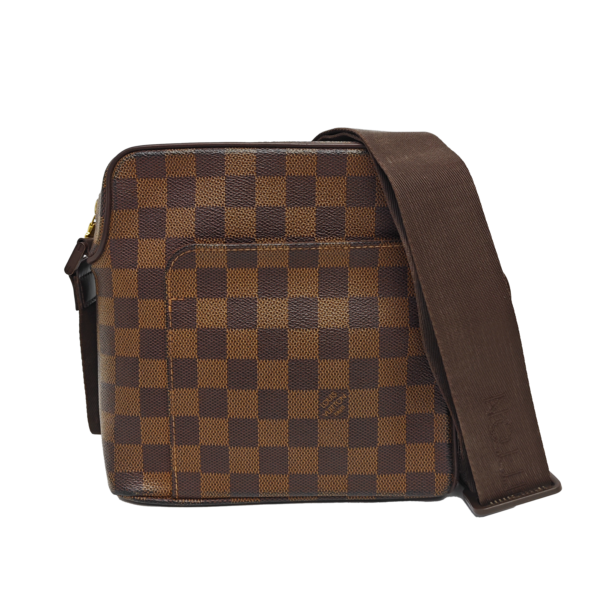 OLAV PM Damier Ebene Coated Canvas Brown