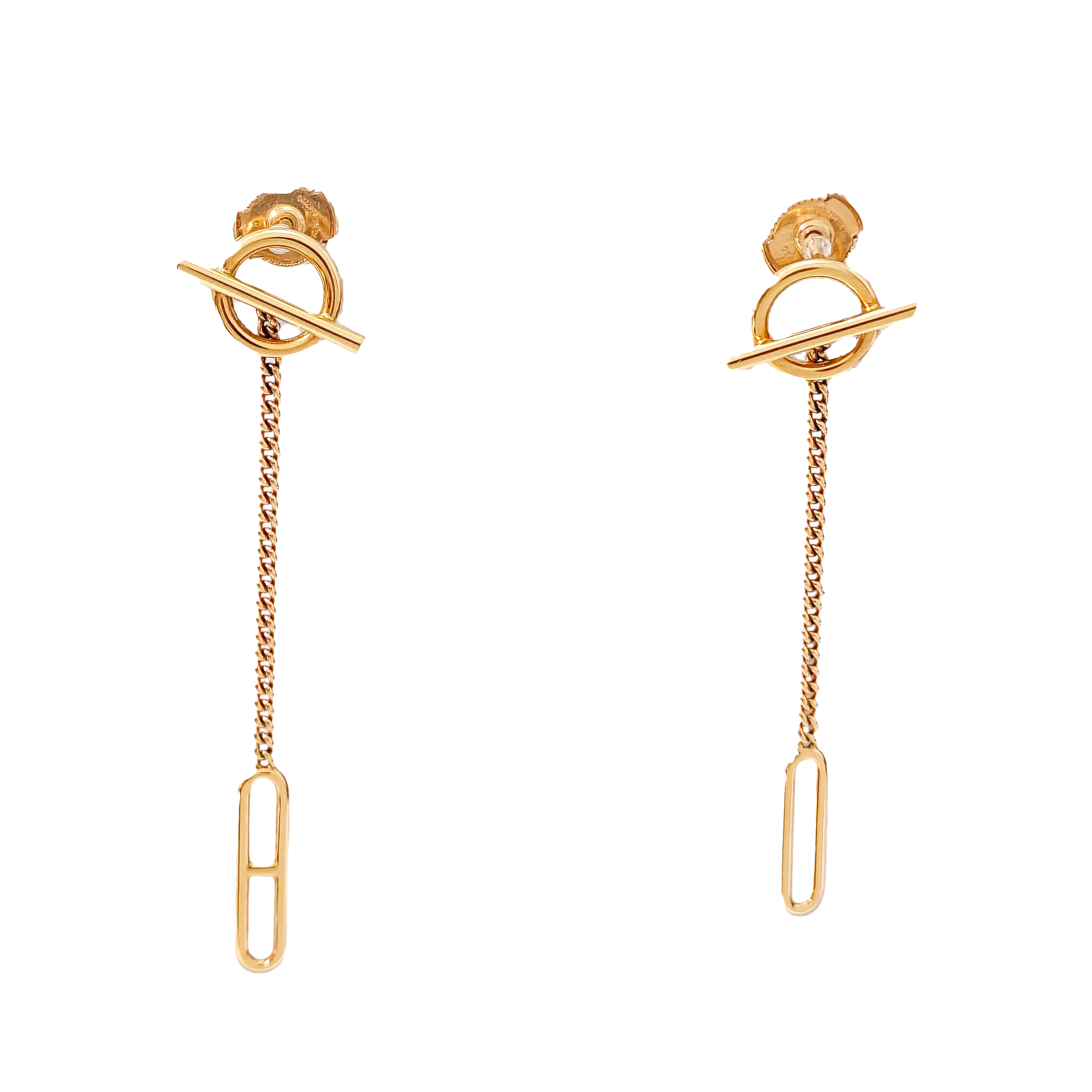 Echappee Hermes 18k Rose Gold Stud Earrings