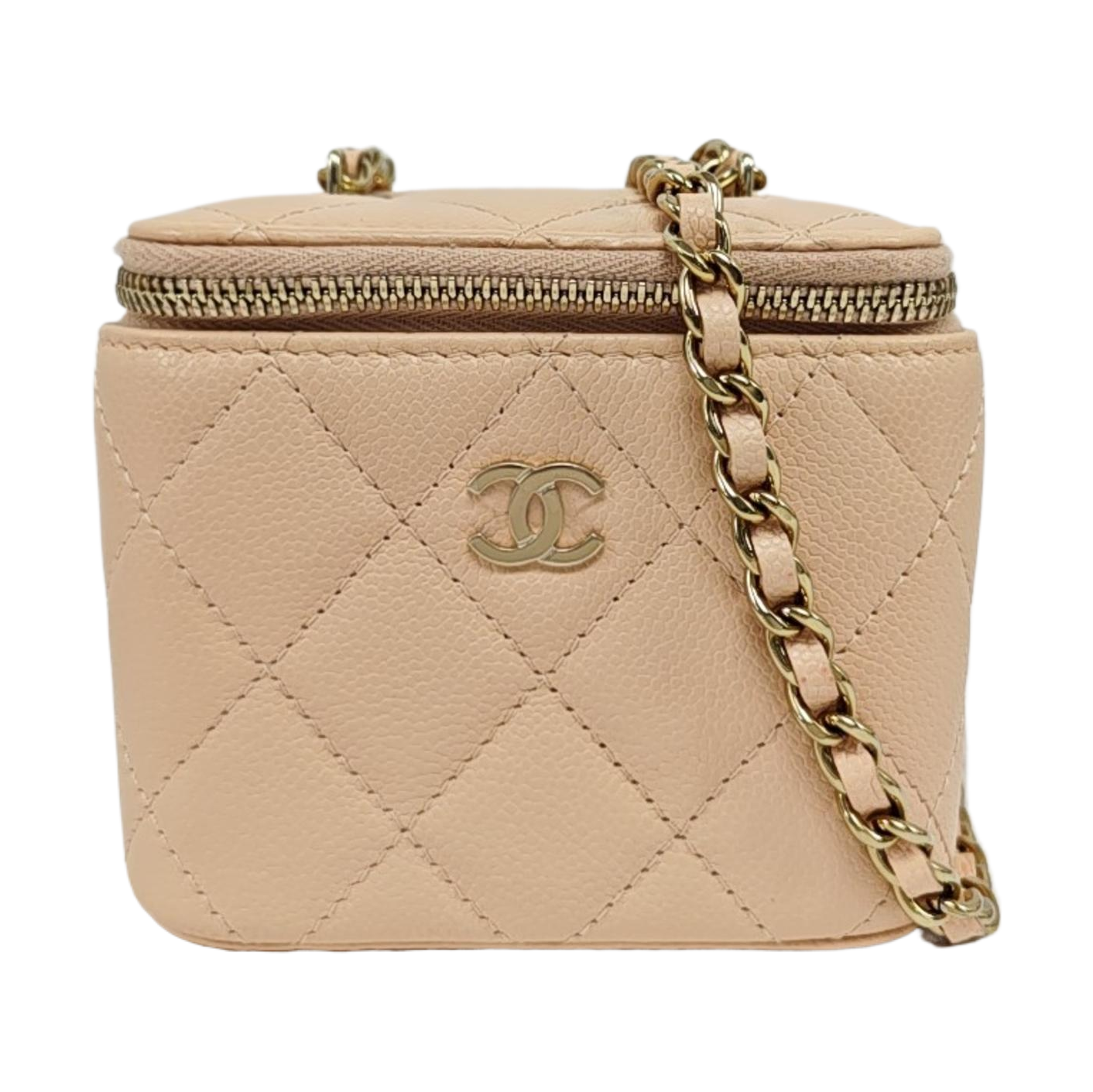 VANITY CASE Mini Grained Calfskin Beige