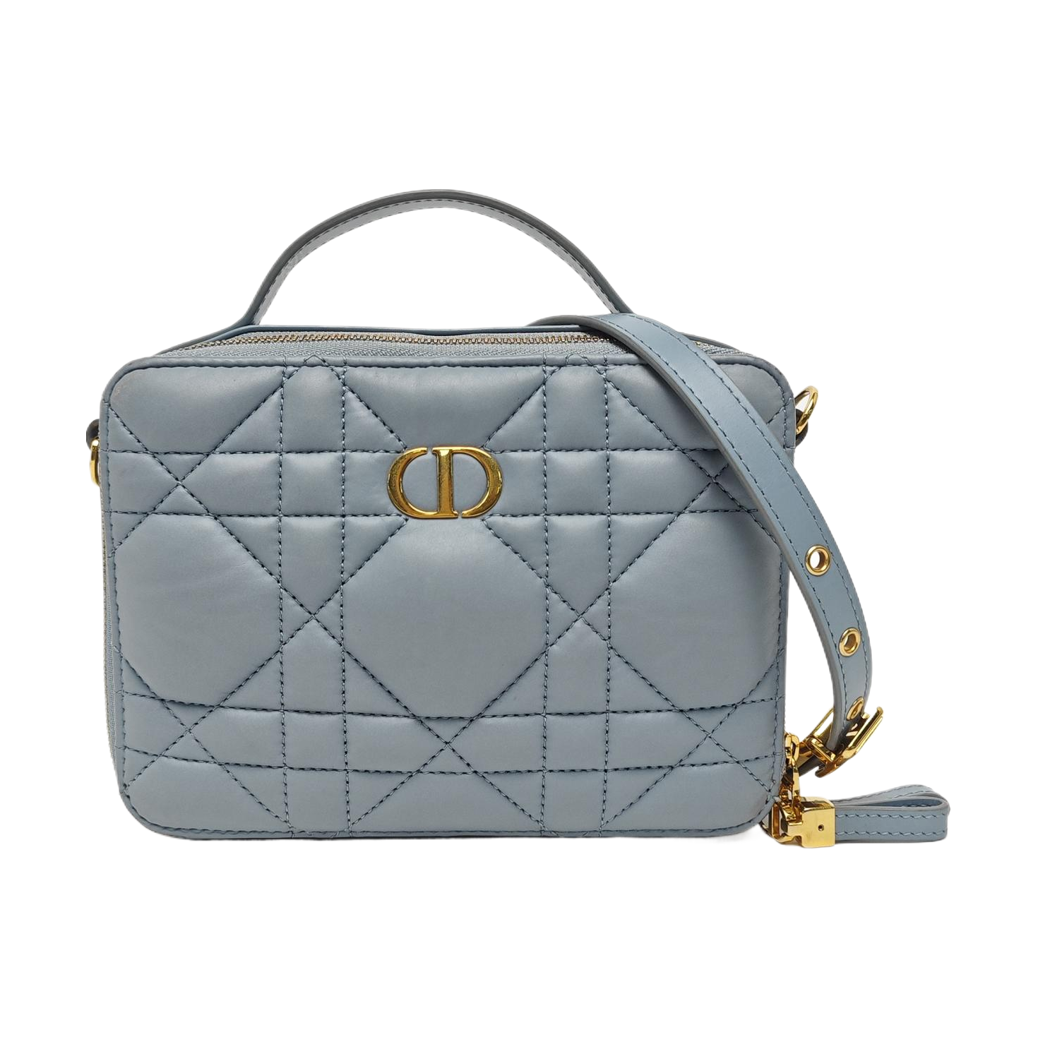 Cannage Calfskin Shoulder Bag Blue
