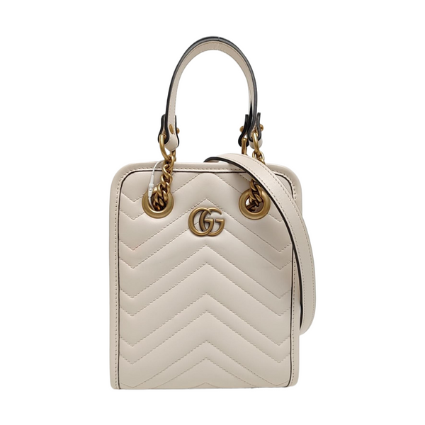 GG Marmont Mini Quilted Calfskin White