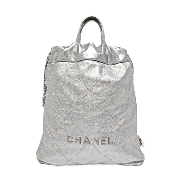 CHANEL 22 Small Quilted Calfskin Silver