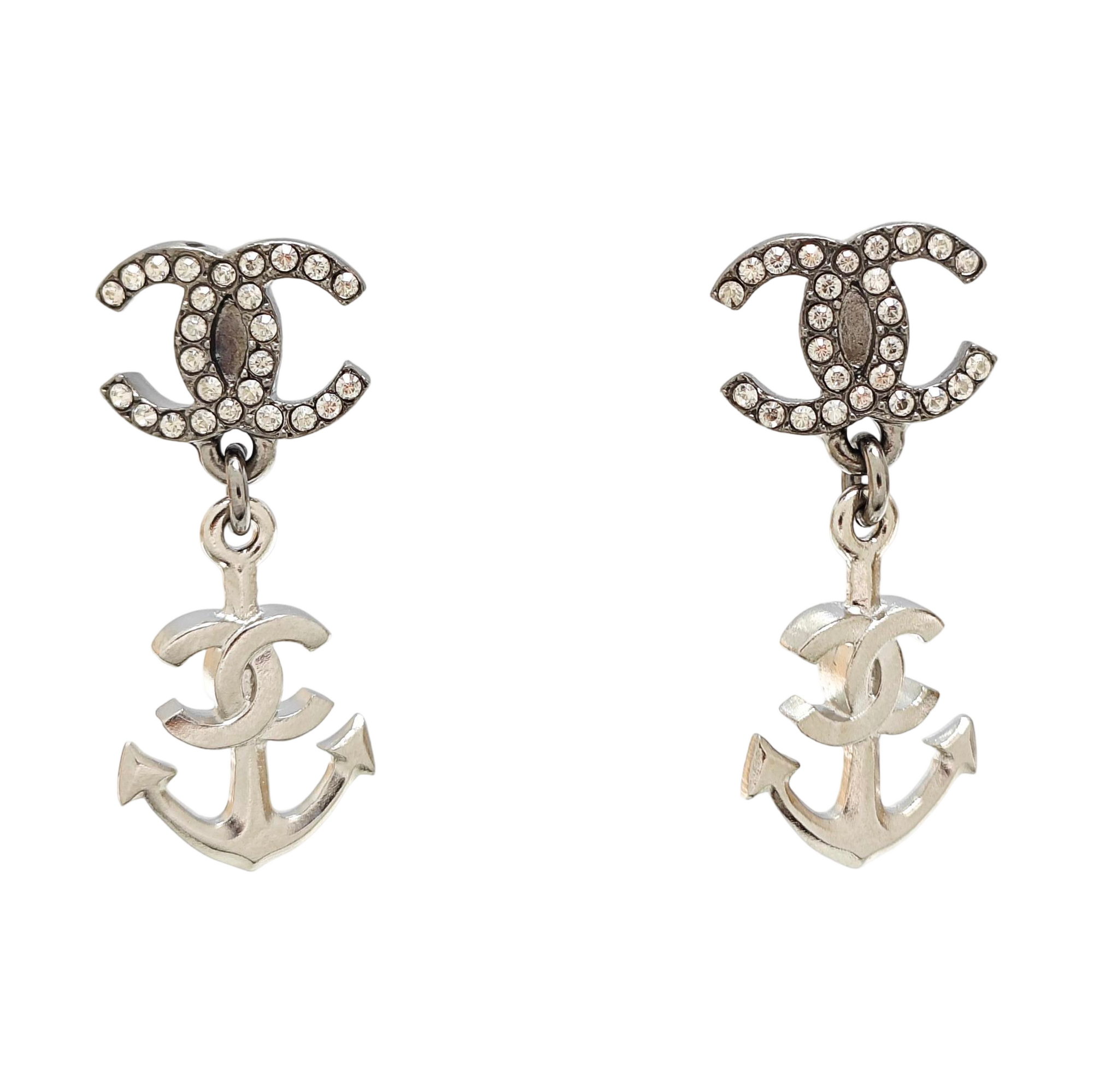 CC Logo Metal Silver Earrings