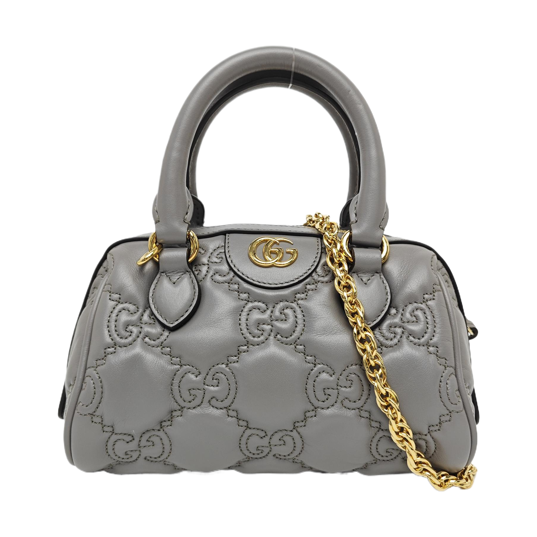 GG Matelassé Mini Monogram Calfskin Gray