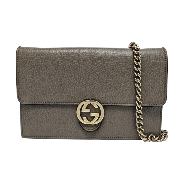 Interlocking G Small Calfskin Gray