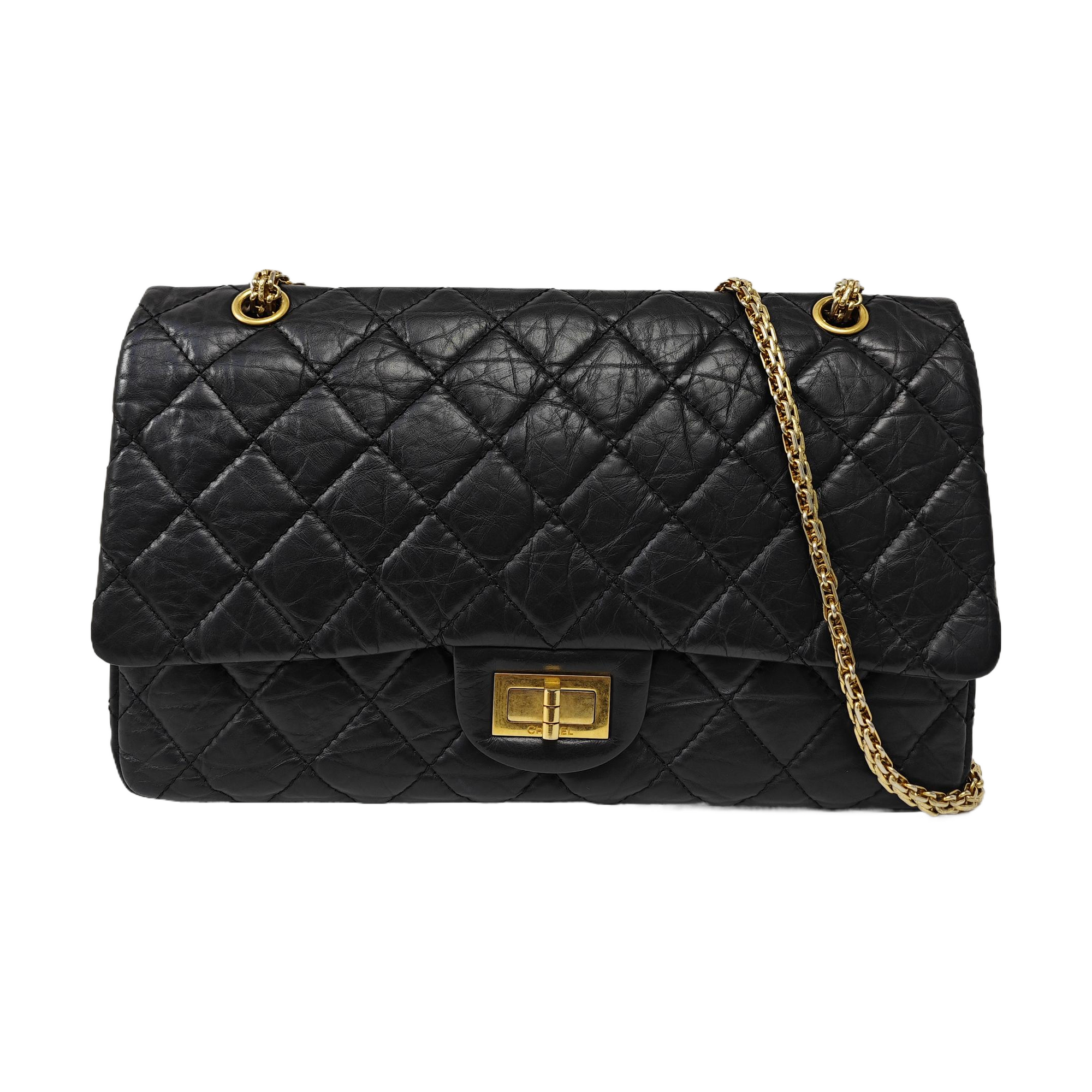 2.55 Maxi Quilted Calfskin Black