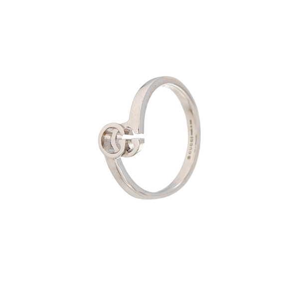Interlocking G 18k White Gold Silver Ring HK 8