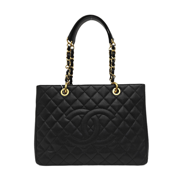CHANEL GST Large Quilted Grained Calfskin Black