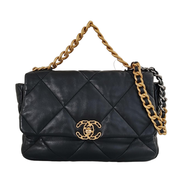 CHANEL 19 Large Quilted Lambskin Black