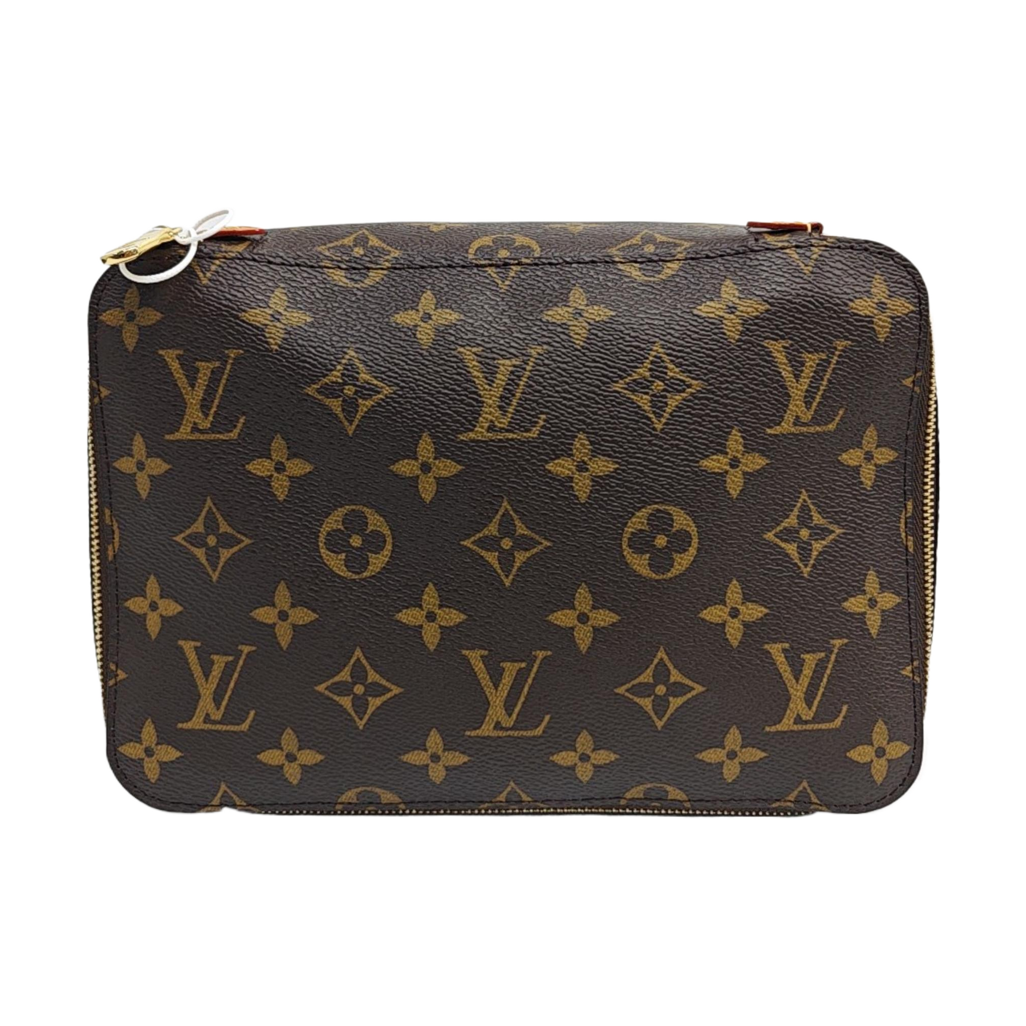 Monogram Coated Canvas Clutch Brown