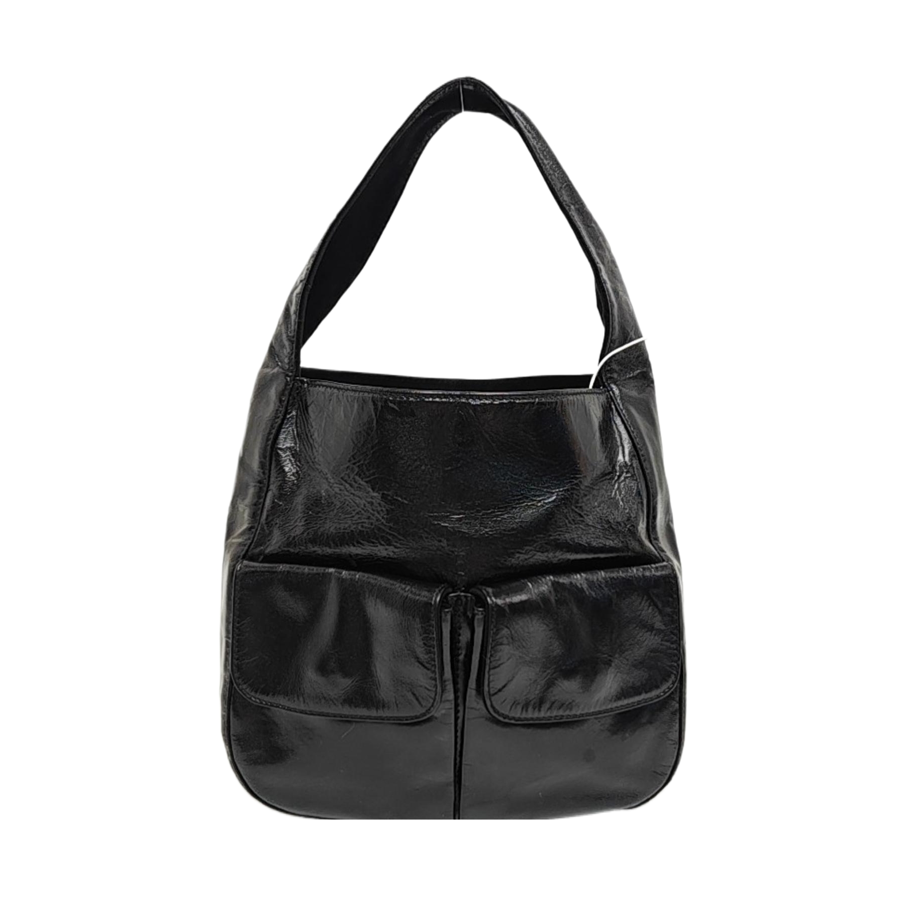 Patent Leather Top Handle Bag Black