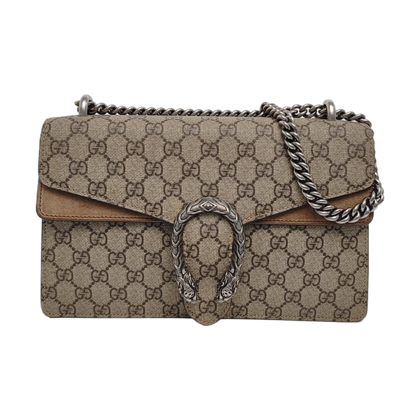 Dionysus Small Monogram Coated Canvas Beige