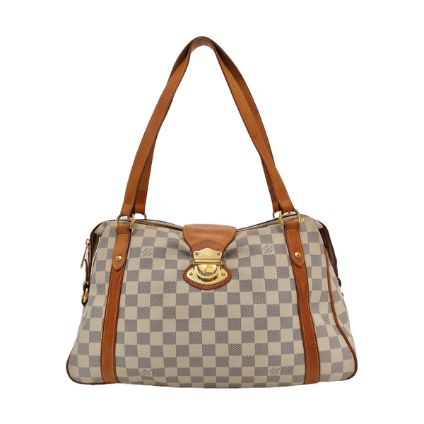 STRESA PM Damier Azur Coated Canvas White