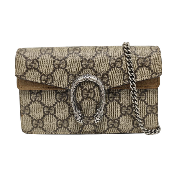 Dionysus Super Mini Monogram Coated Canvas Beige