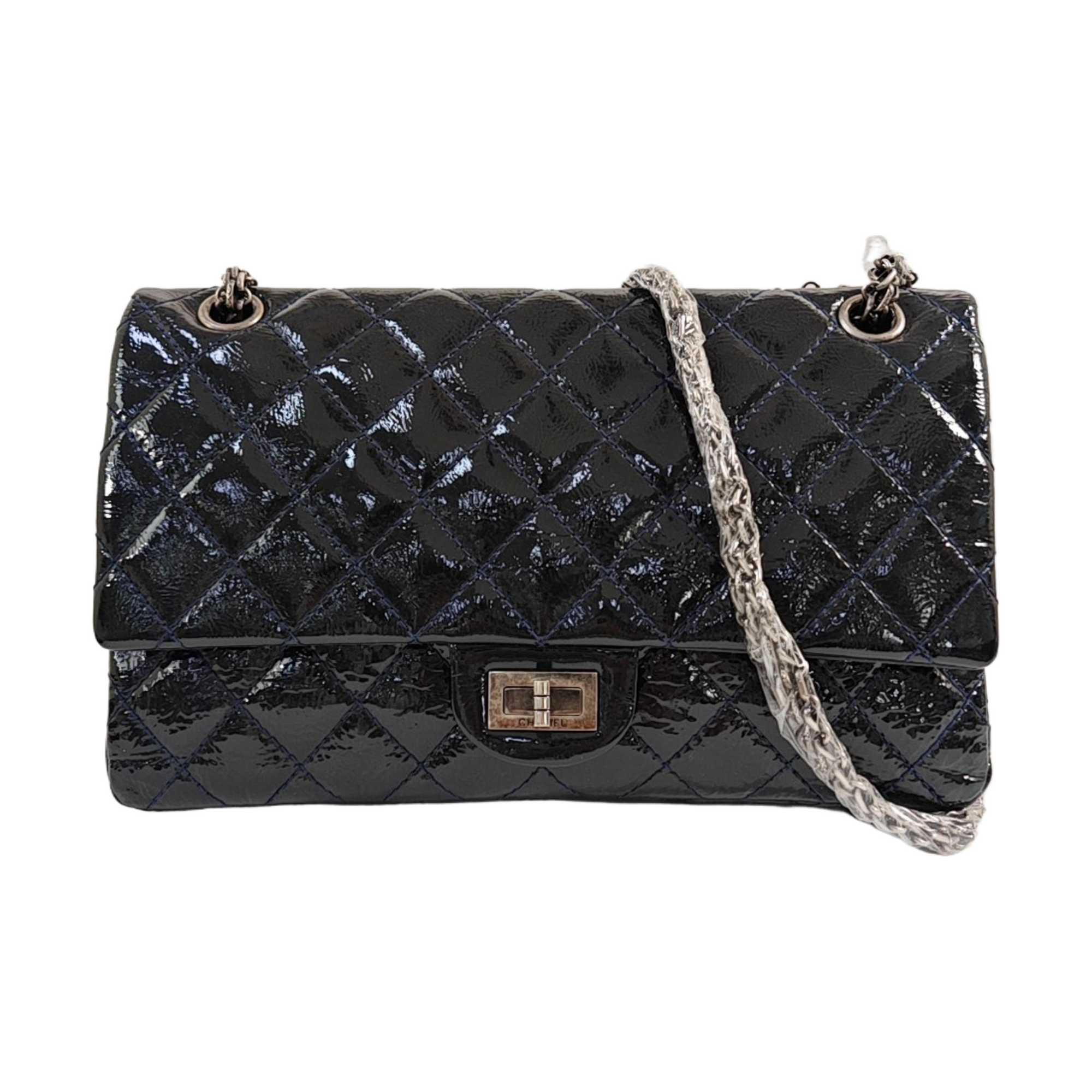 2.55 227 (jumbo) Quilted Patent Leather Blue