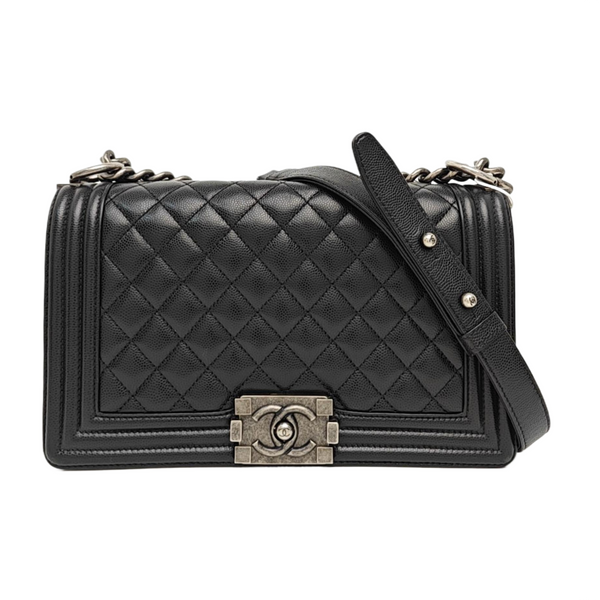 BOY CHANEL Medium Quilted Calfskin Black