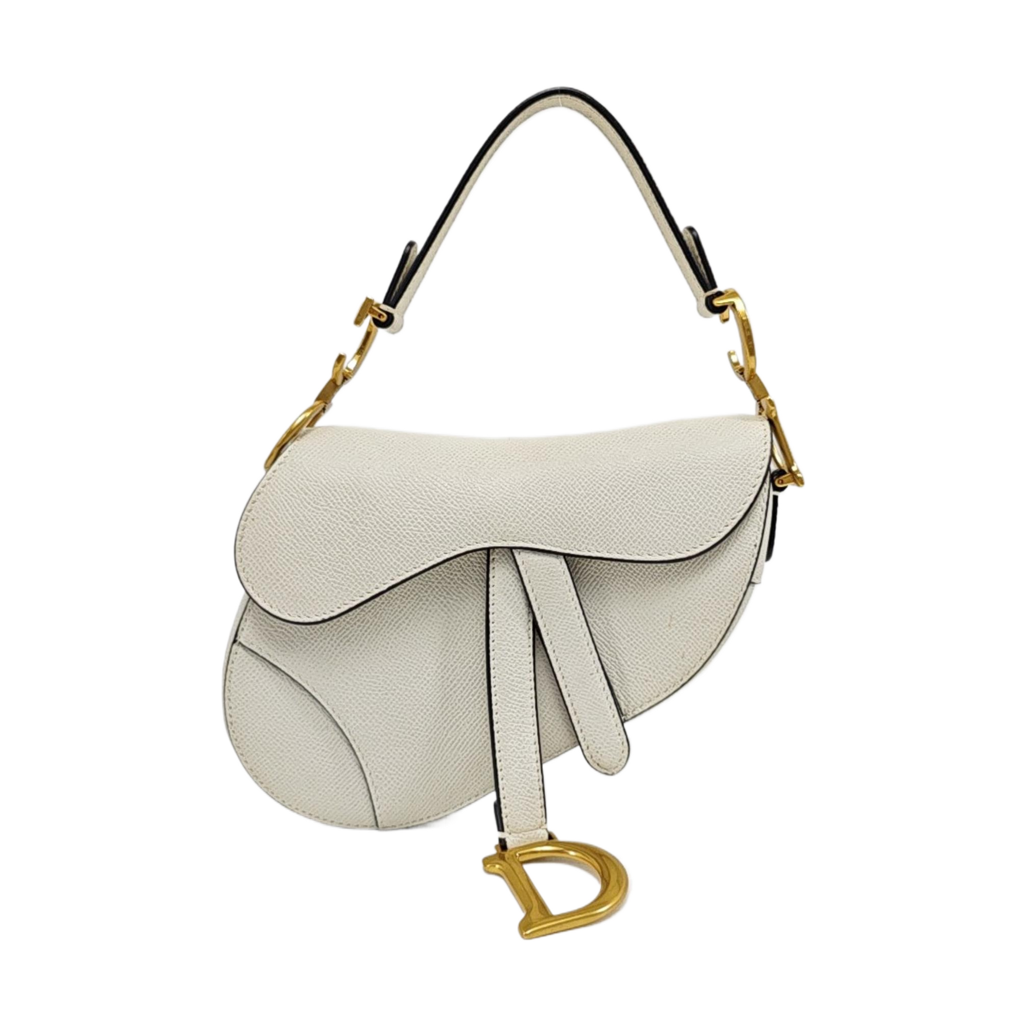 Authenticated pre-owned  Saddle Mini Calfskin White - Top Handle Bag at Looply