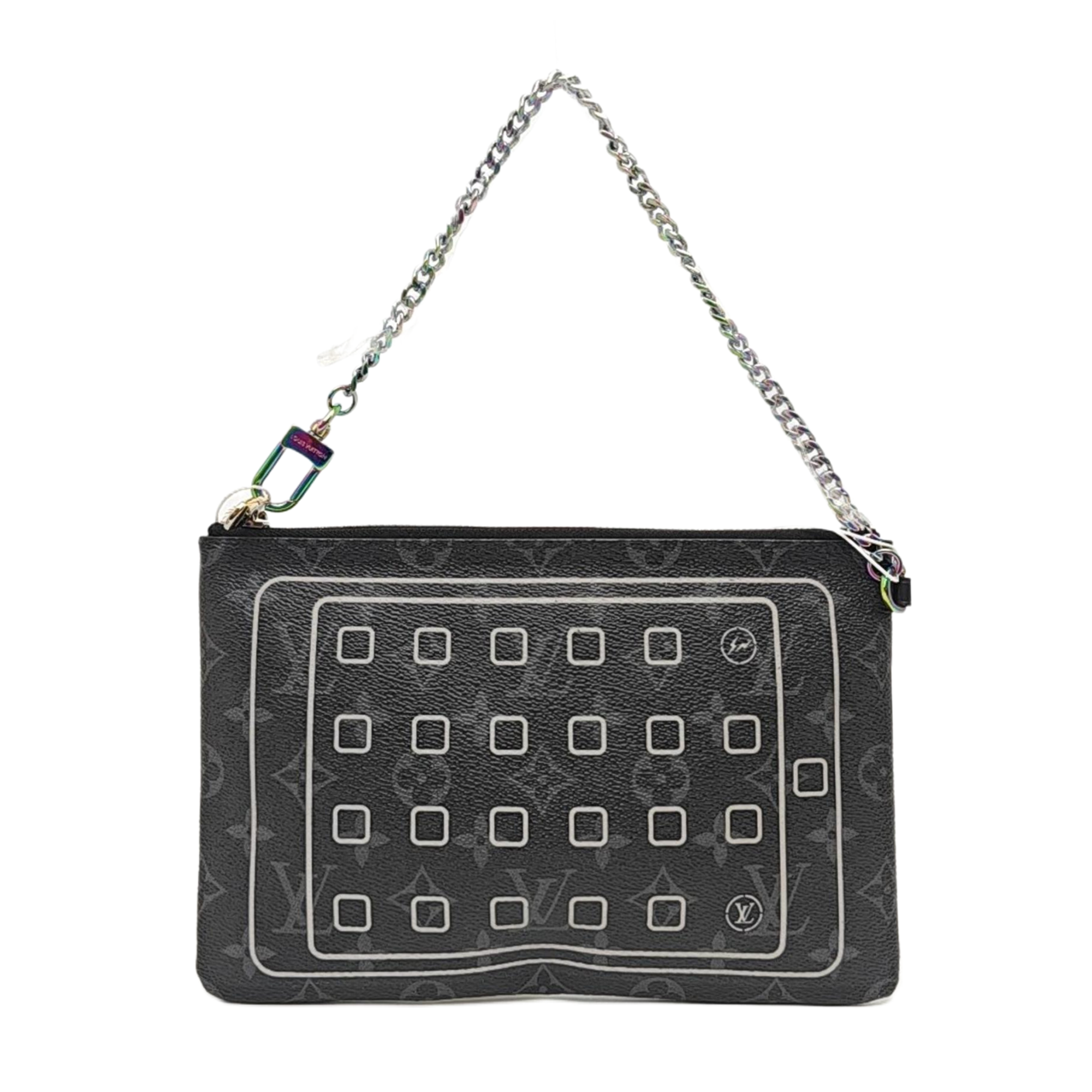Monogram Coated Canvas Clutch Black