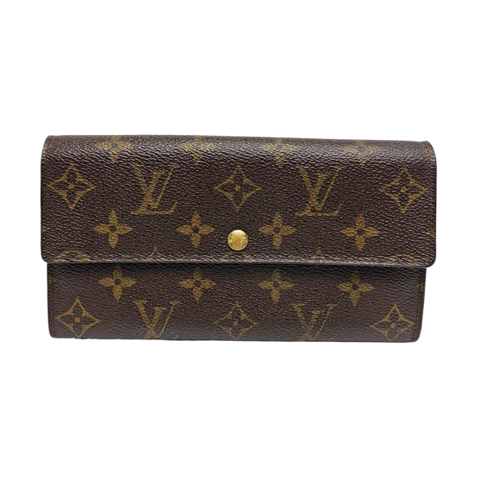 PORTE MONNAIE Monogram Coated Canvas Brown Wallet