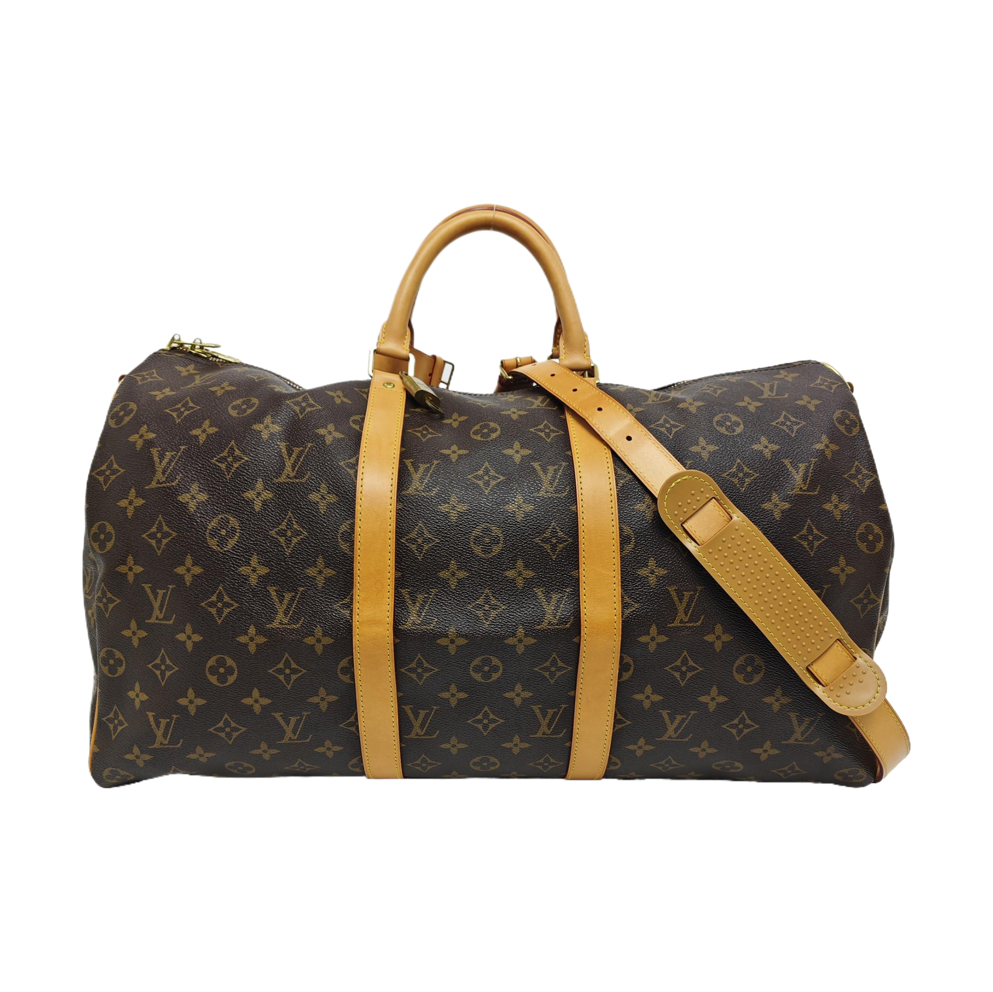 KEEPALL 50 Monogram Coated Canvas Brown
