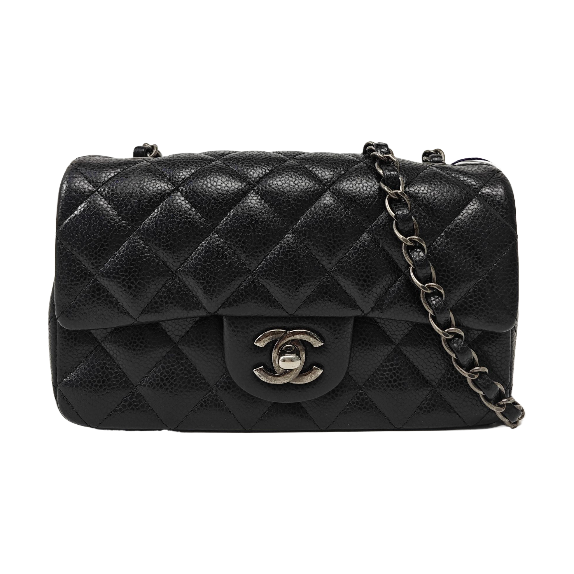 CLASSIC FLAP Mini Quilted Grained Calfskin Black