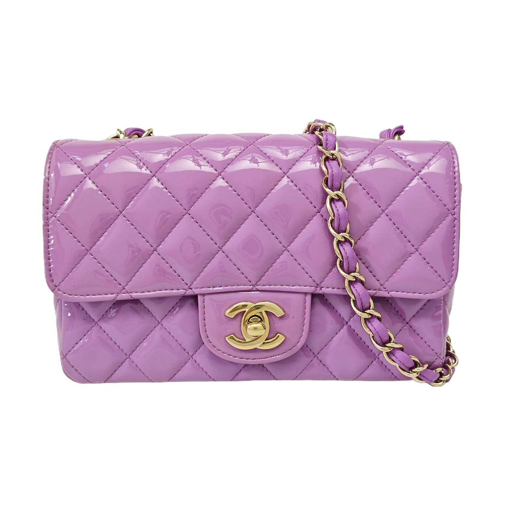 CLASSIC FLAP Mini Quilted Patent Leather Purple