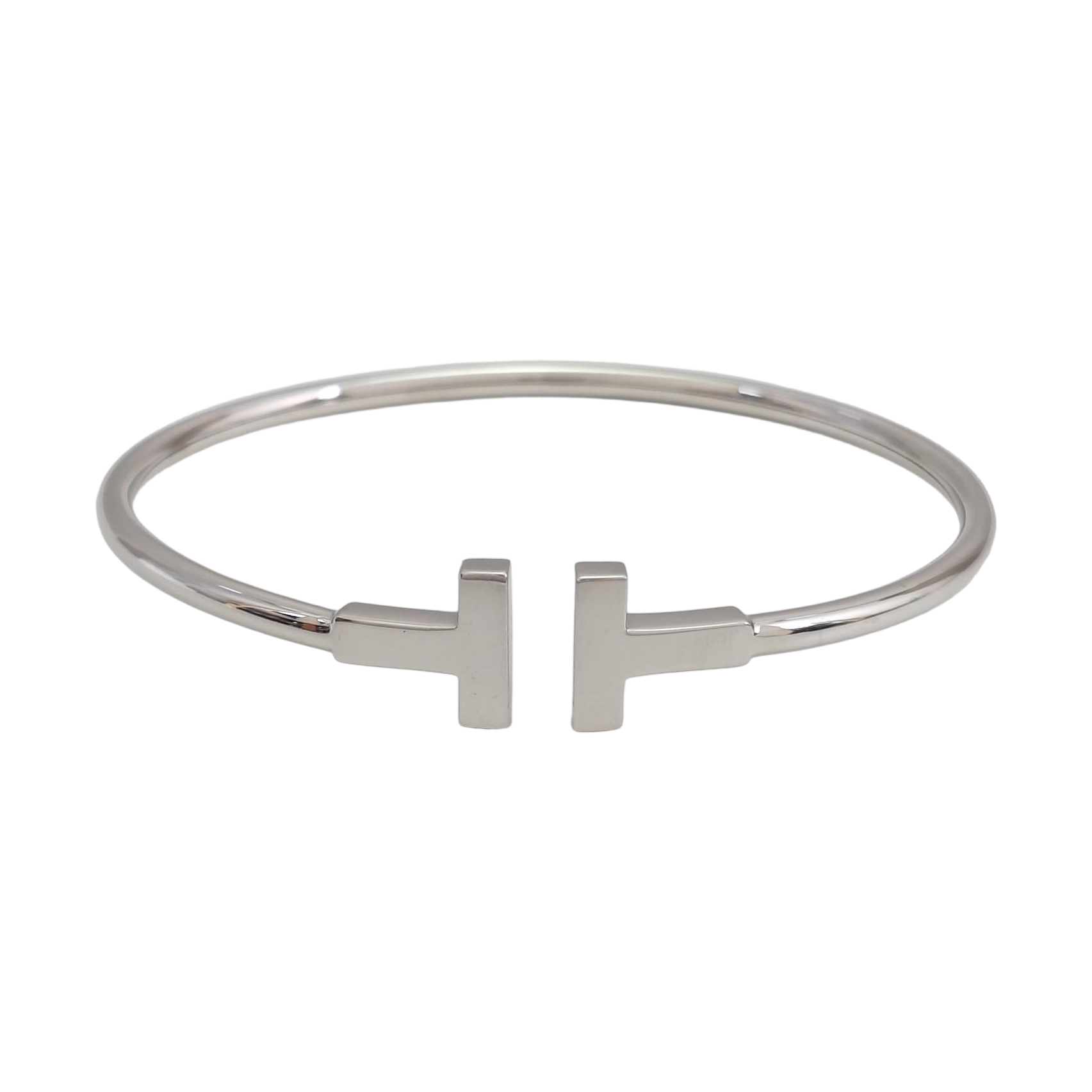 Tiffany T 18k White Gold Silver Bangle