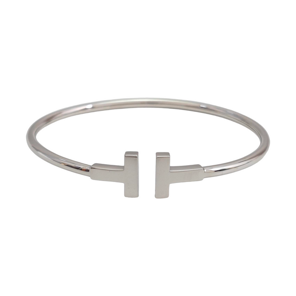 Tiffany T 18k White Gold Silver Bangle